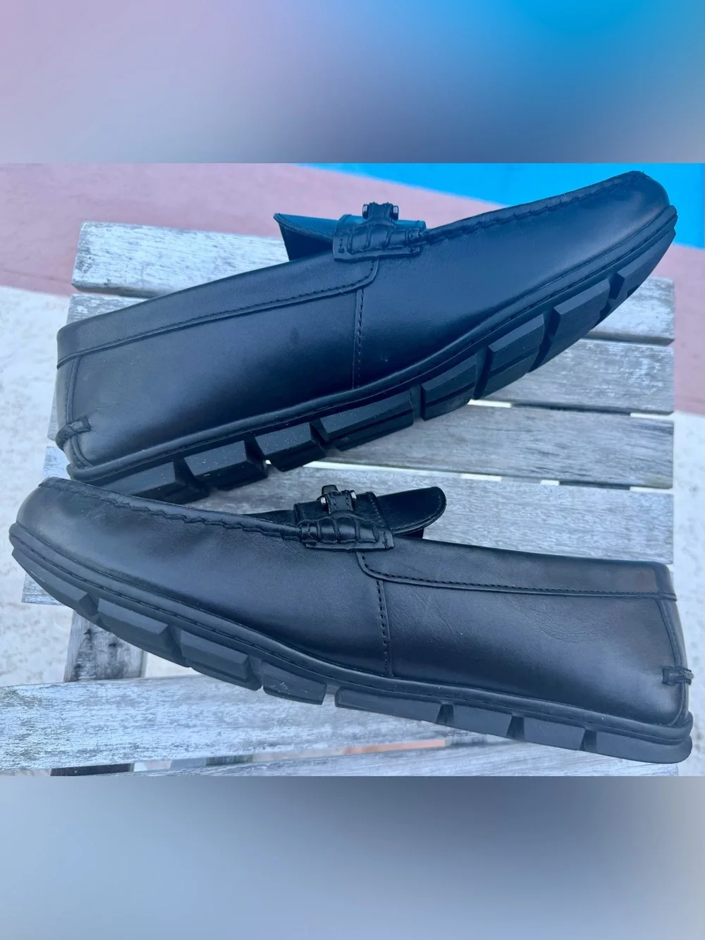 Coach Mott Driver Loafers Black Leather FG2984 Mens Size 11.5D~NEW